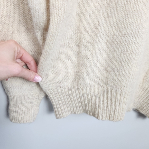 Y2K Bootlegger Wool Fisherman Fishermancore Cream Sweater Size M Cozycore Warm - Picture 6 of 14